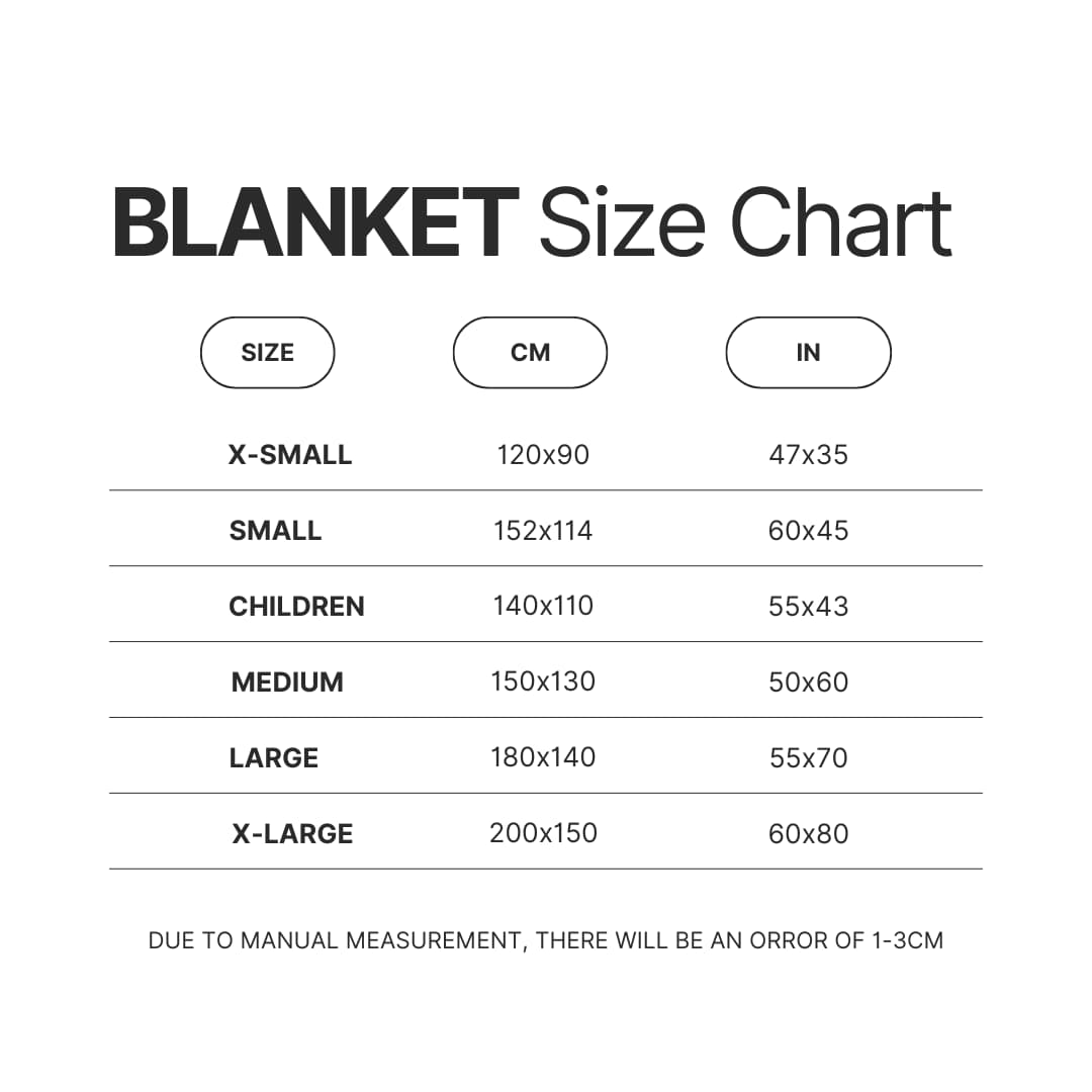 Blanket Size Chart - Gundam Merch