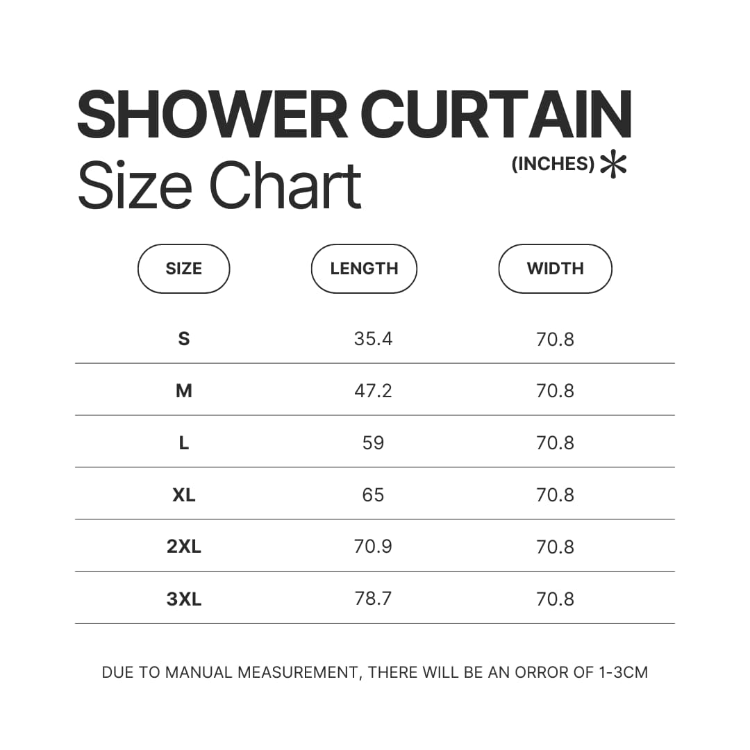 Shower Curtain Size Chart - Kuromi Store
