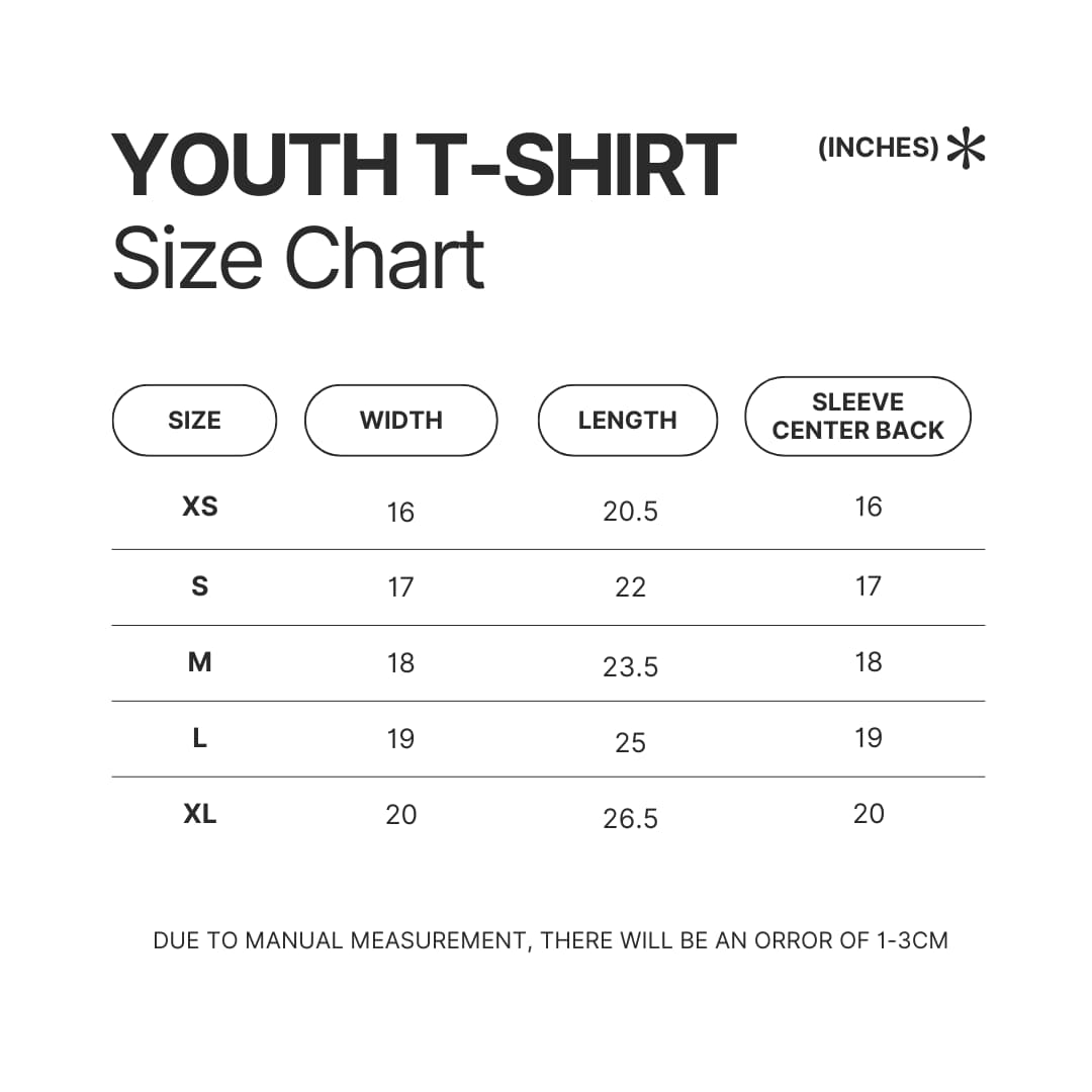 Youth T shirt Size Chart - Kuromi Store