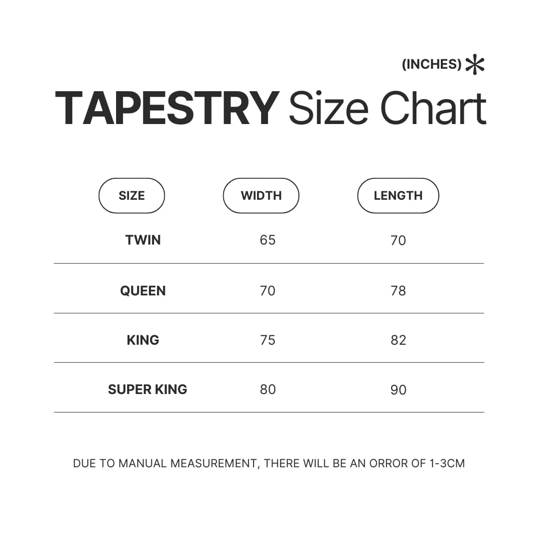 Tapestry Size Chart - Creed Band Store